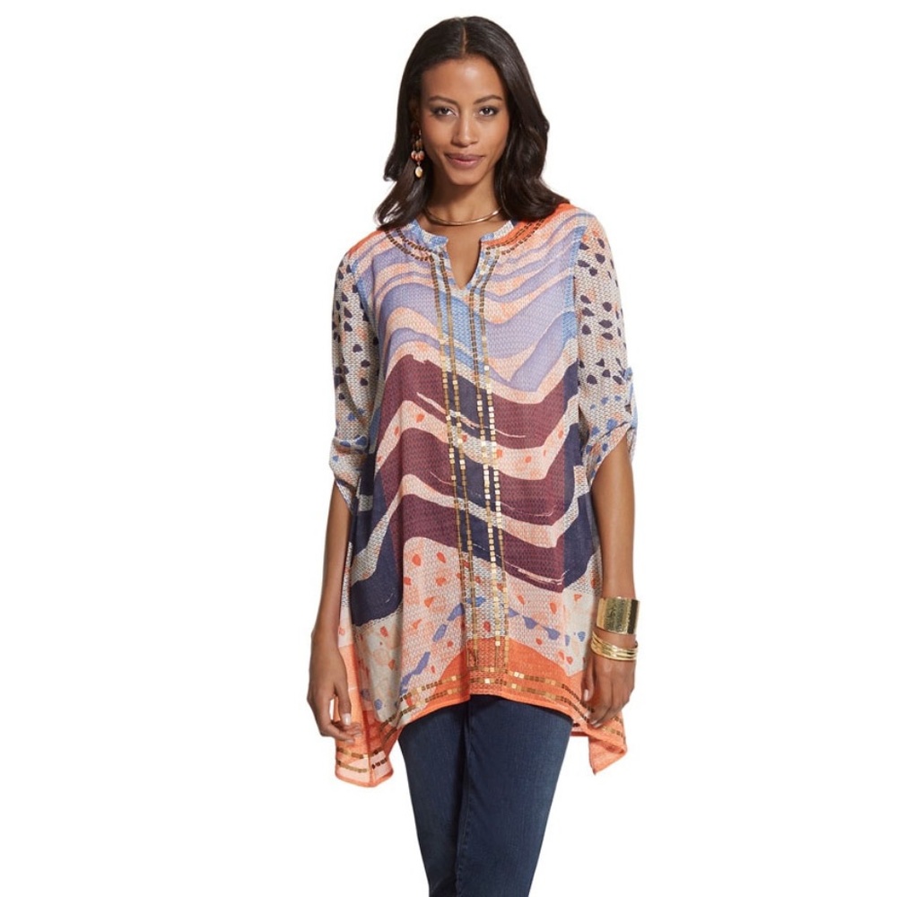 *NWOT* Chico’s Whimsy Waves Violet Top